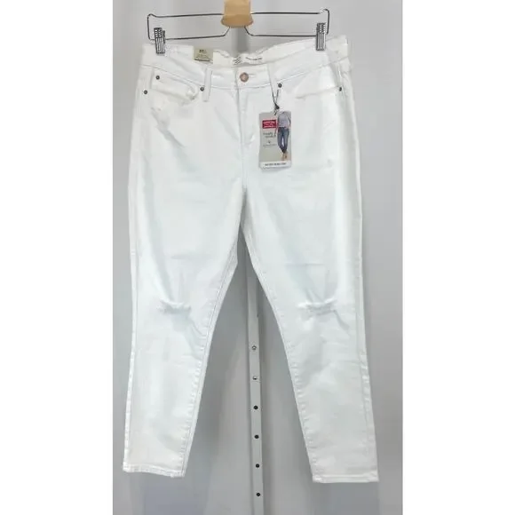NWT LEVI STRAUSS Signature Mid Rise Skinny Crop Jeans Distressed White 14 / 32 - Picture 10 of 10